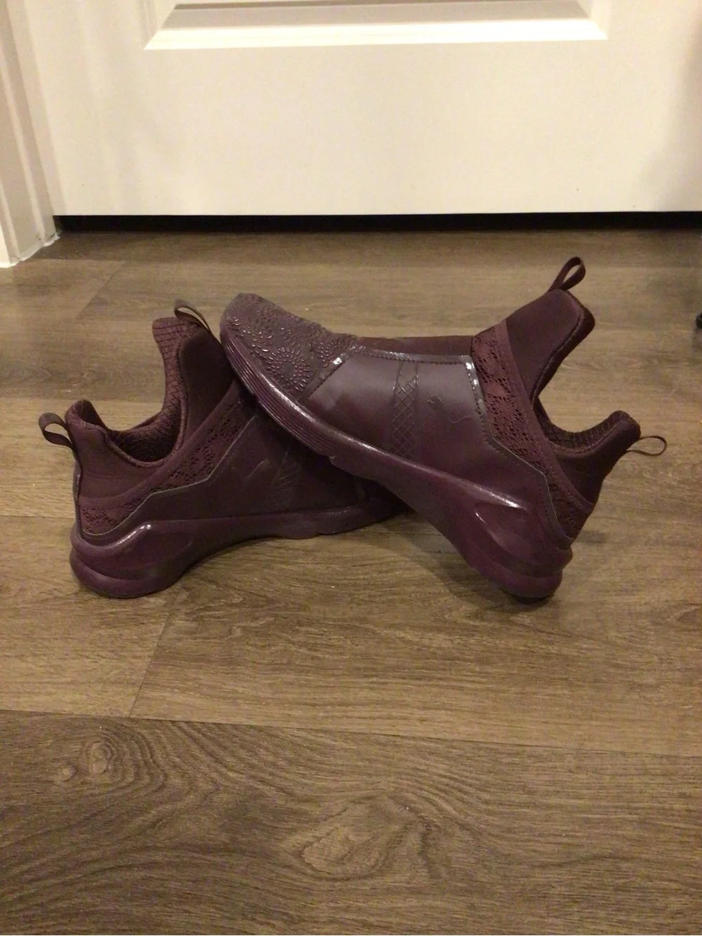 Puma X Rihanna Women's Maroon High-Top Slip-On Sneakers